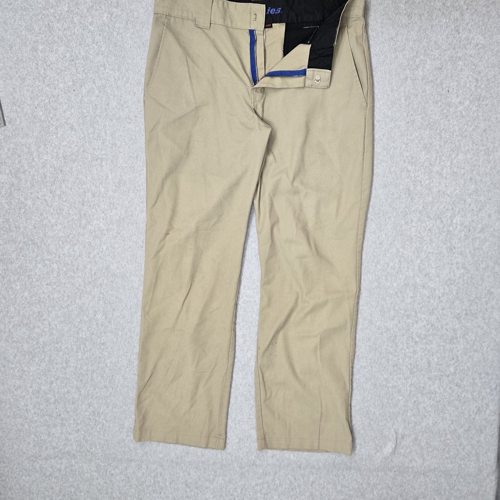 Dickies Men Pants 32X30 Khaki Chino Twill Dickies FLEX Zipper 29" Inseam Logo